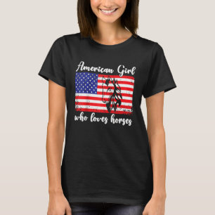 Camiseta Garota americana que ama cavalos piloto Raglan Bei
