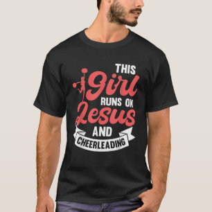 Camiseta Garota animada, essa garota corre em Jesus e Cheer