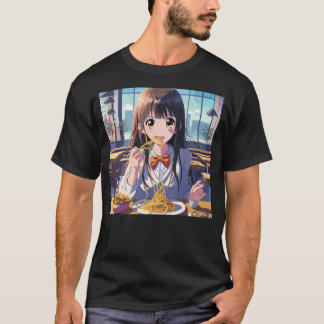 Camiseta Garota Animadora Comendo Espaguete