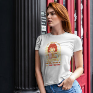 Camiseta Garota Animadora Desenhando E Comendo