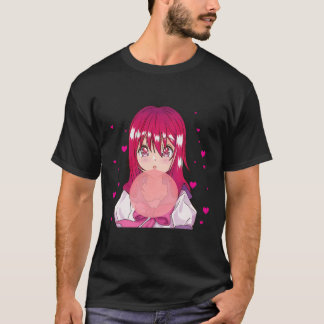 Camiseta Garota Animadora soprando bolha estética japonesa