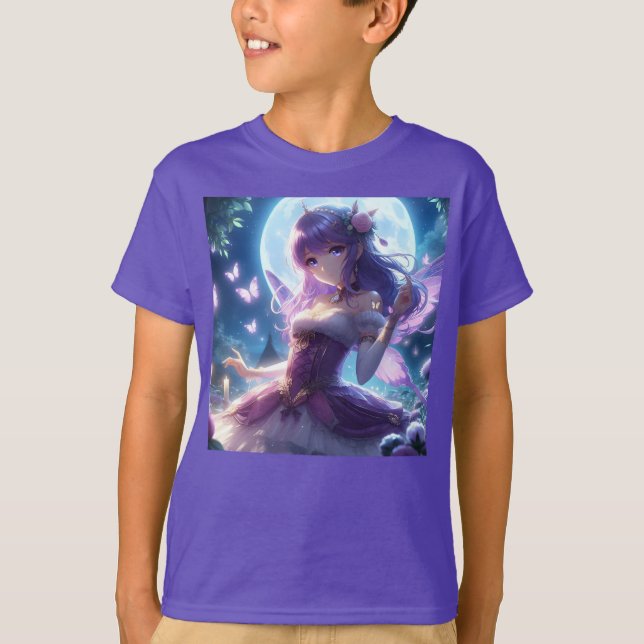 Camiseta Garota Anime Asa de Borboleta Violeta Fada da Lua  (Frente)