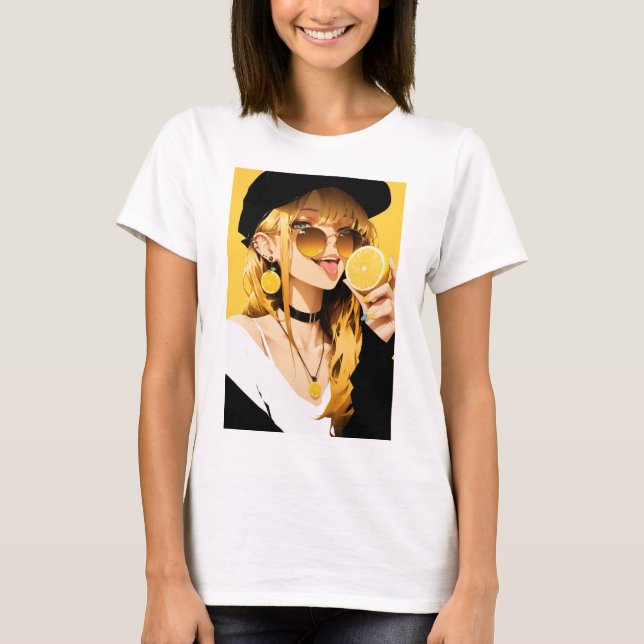 Camiseta Garota Anime Atrevida com Limão (Frente)