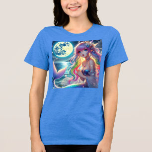 Camiseta Garota Anime Cantando Luar Pixie Arco-íris Sereia
