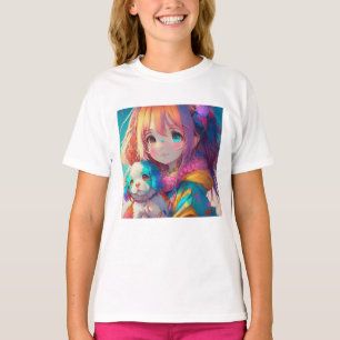 Camiseta Garota Anime com Cãozinho