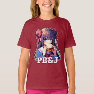 Camiseta Garota anime comendo um sanduíche PB&J