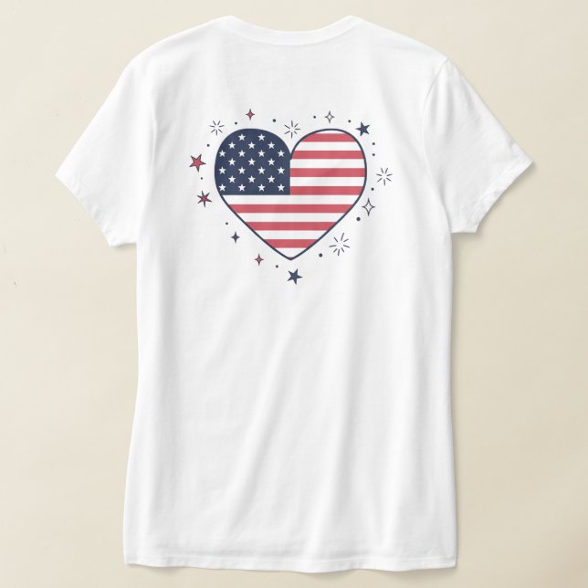 Camiseta Garota Anime Fofa 4 de Julho - Coração e Faísca do (Postura das costas)