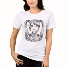 Garota Anime Fofa Rabos de Cavalo Arte Desenho Grá