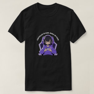 Camiseta Garota Anime Gamer Arte de Jogo Roxa