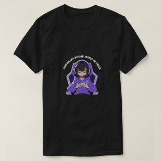 Camiseta Garota Anime Gamer Arte de Jogo Roxa