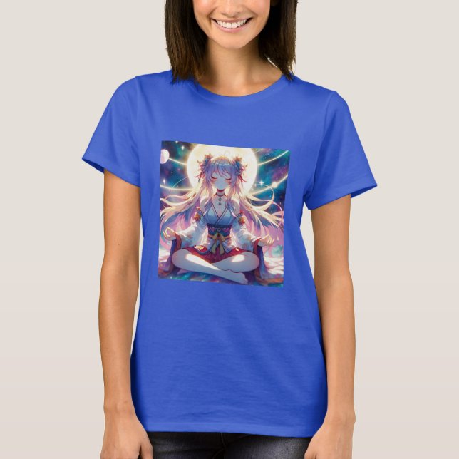 Camiseta Garota Anime Meditando Espiritual (Frente)