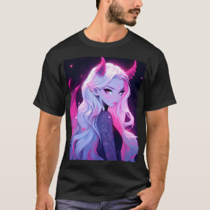 Camiseta Garota Anime Rosa Quente Succubus Koakuma Diabinha