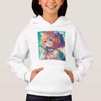 Garota anime segurando um gatinho adorável