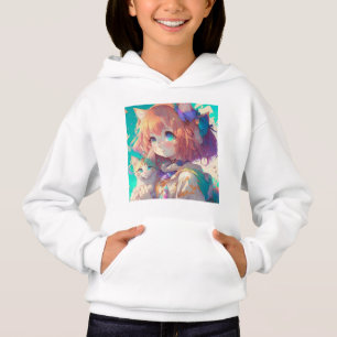 Camiseta Garota anime segurando um gatinho adorável