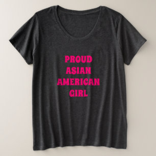 Camiseta Garota asiática orgulhosa, cinza de carvão rosa