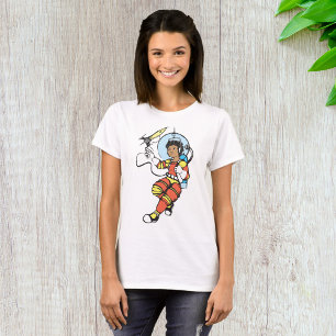 Camiseta Garota Astronauta com Blaster de Foguete