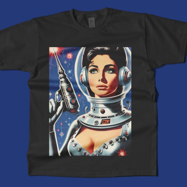Camiseta Garota Astronauta de Ficção Científica Vintage (Criador carregado)