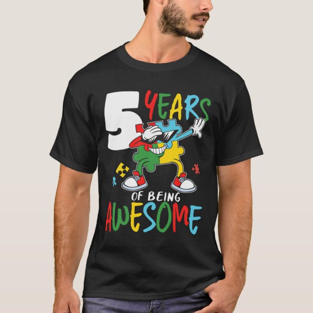 Camiseta Garota Autista Autista de 5 anos Autismo Autismo (Frente)