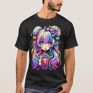 Camiseta Garota Bonita Bebendo Bolha Chá Engraçada Lover Ka