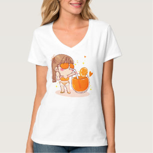 Camiseta Garota bonita biquíni de pé suco de laranja