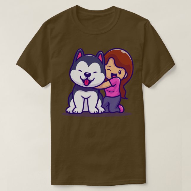 Camiseta Garota Bonita Com Cachorro Rouco (Frente do Design)