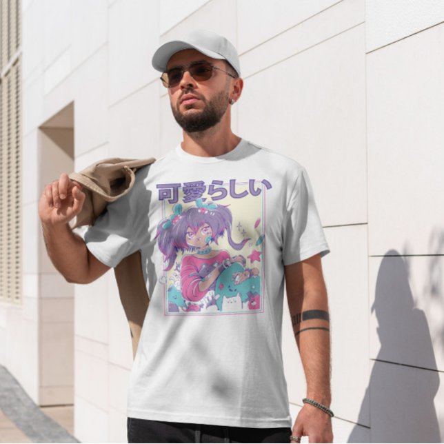 Camiseta Garota Bonita Com Ponytails (Criador carregado)