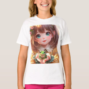 Camiseta garota bonita com um sapo fofo