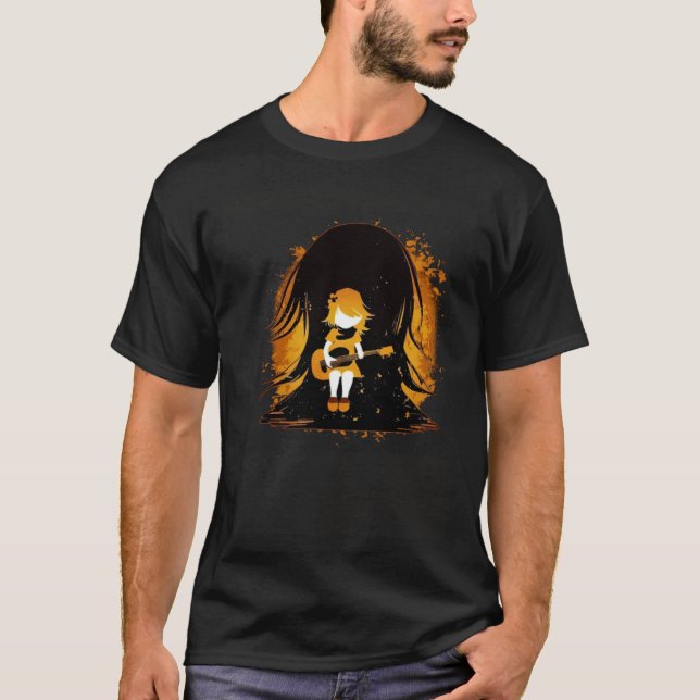 Camiseta Garota bonita de violão adora tocar (Frente)