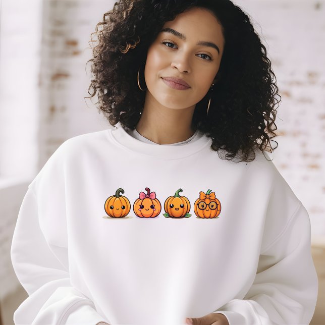 Camiseta Garota Bonita Pumpkins Cai Fall Halloween Cozy (Criador carregado)