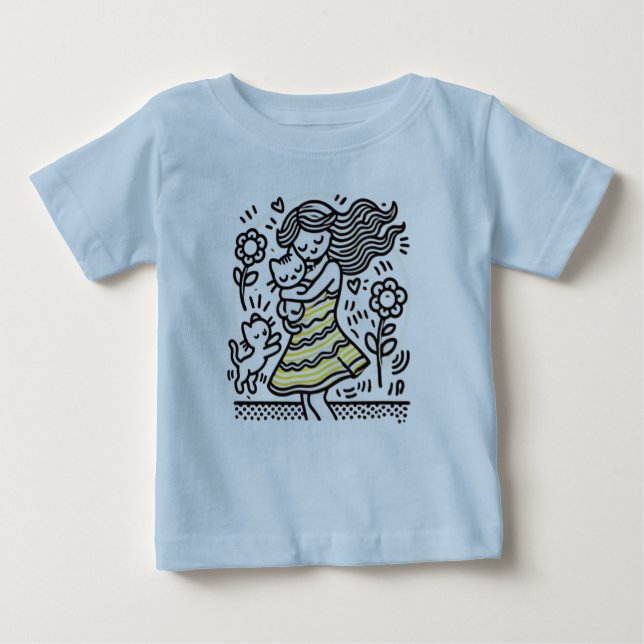 Camiseta "Garota branca com gatinho (Frente)
