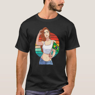 Camiseta Garota Brasileira Orgulho do Brasil Bandeira do Br
