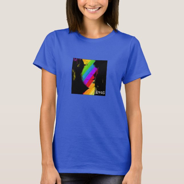 Camiseta Garota Caleidoscópio: Pescoço Escuro Básico da Tri (Frente)