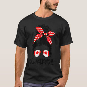 Camiseta Garota canadense Mensageira Bandeira Canadá Raízes
