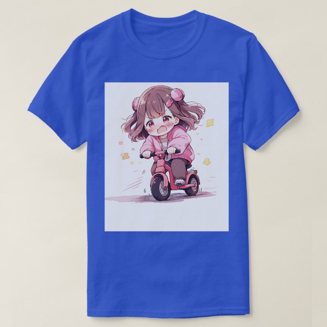 Camiseta Garota Chibi anda de bicicleta (Frente do Design)