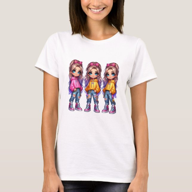 Camiseta Garota Chibi – Estilo Kawaii de Anime Fofo (Frente)