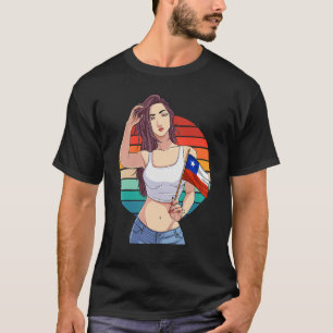 Camiseta Garota chilena Latino Orgulho Chile Bandeira Orgul
