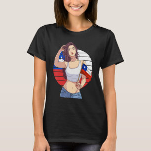 Camiseta Garota Chilena Orgulho Latino Bandeira do Chile Or