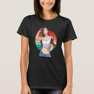 Camiseta Garota Chilena Orgulho Latino Bandeira do Chile Or