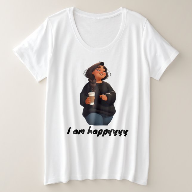 Camiseta Garota Chubby, estou feliz (Frente do Design)