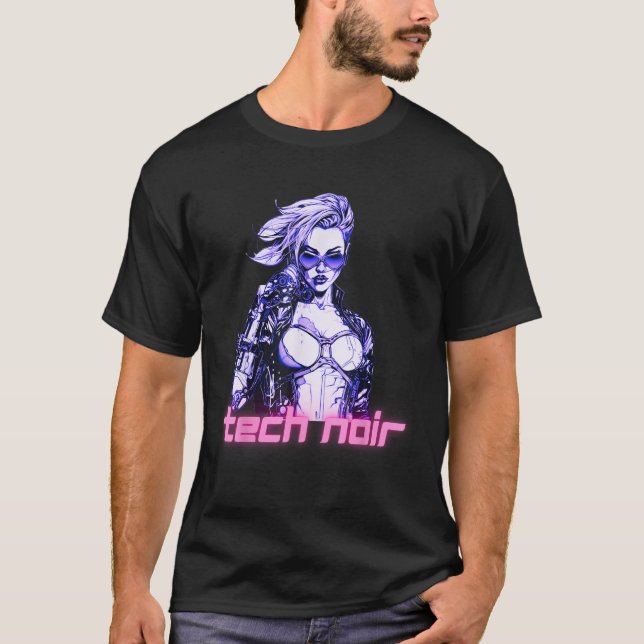 Camiseta Garota Ciberpunkue Tech Noir (Frente)