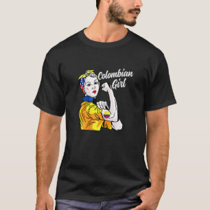 Camiseta Garota Colombiana Bandeira Da Cultura Colombiana P