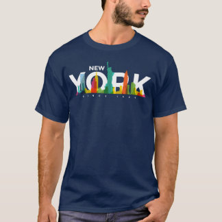 Camiseta Garota Colorida da Cidade de Nova York