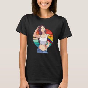 Camiseta Garota Columbiana Bandeira da Colômbia Orgulho Col