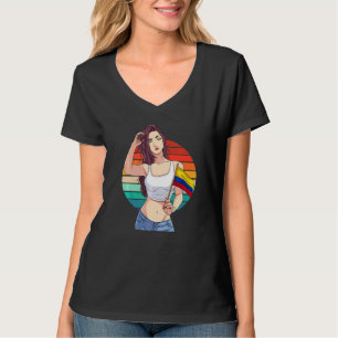 Camiseta Garota Columbiana Bandeira da Colômbia Orgulho Col