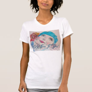 Camiseta Garota Com Beret De Rosa vermelha É Verdade Para 