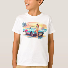 Camiseta Garota com carro e natureza dos sonhos