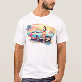 Camiseta Garota com carro e natureza dos sonhos