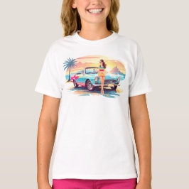 Camiseta Garota com carro e natureza dos sonhos