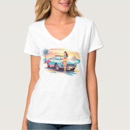 Camiseta Garota com carro e natureza dos sonhos