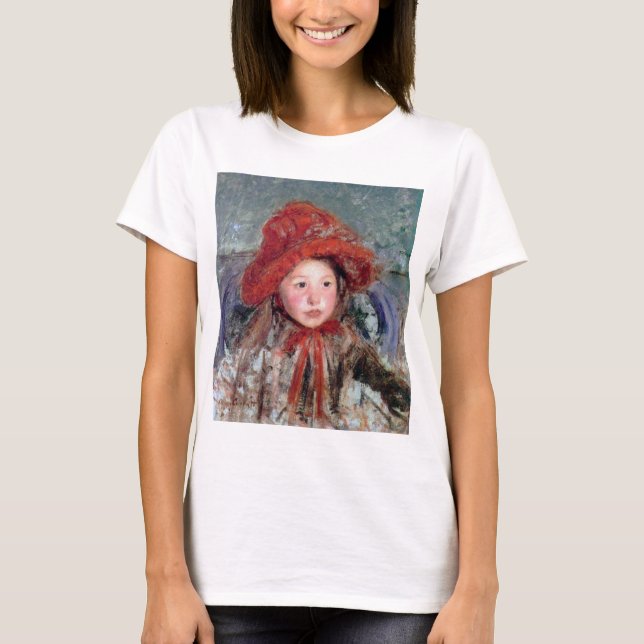 Camiseta Garota com chapéu vermelho grande, Mary Cassatt (Frente)